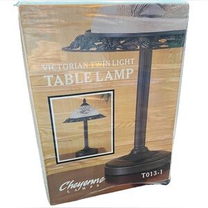 Vtg Cheyenne Lamps Victorian Twin Light Table Lamp T013-1 Bronze Color Art Deco